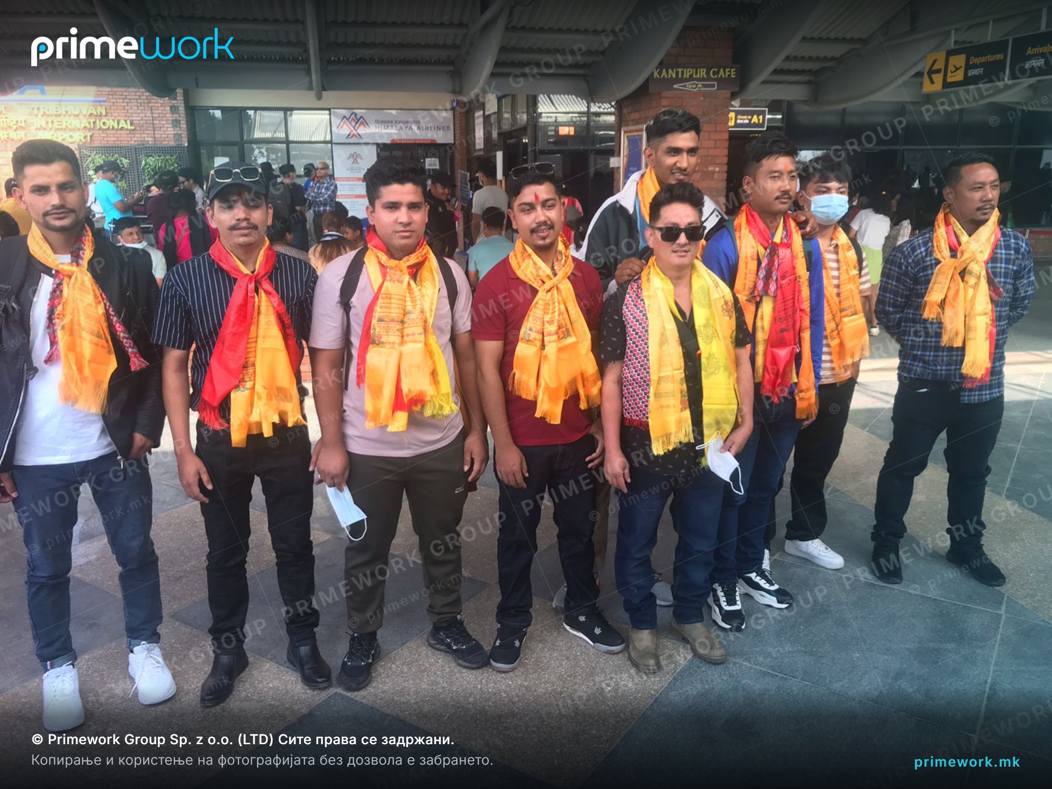 A group of selected Nepali candidates before their shared flight
