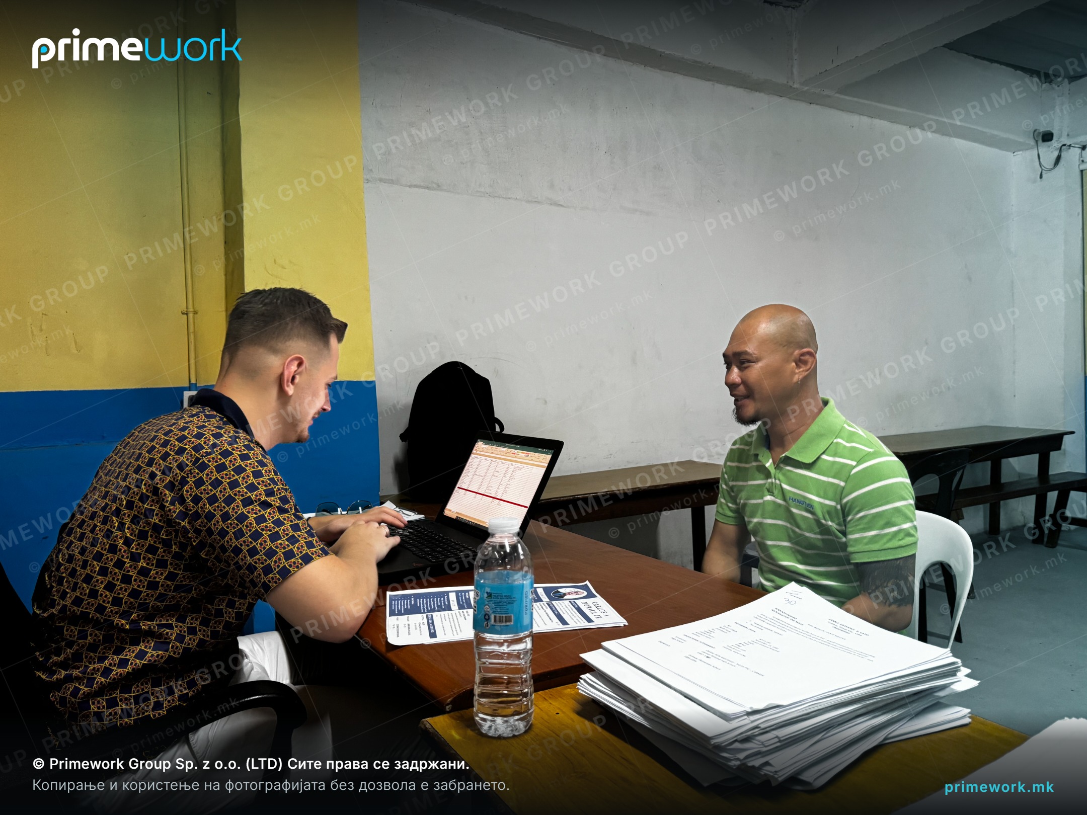A Primework recruiter interviewing a candidate from Asia